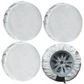 Silver tire wheel covers, 4-pack, round covers without wheel attached