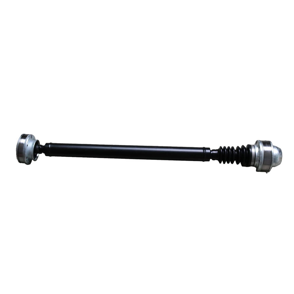 Front drive shaft prop with black shaft and silver mounting ends, side view
