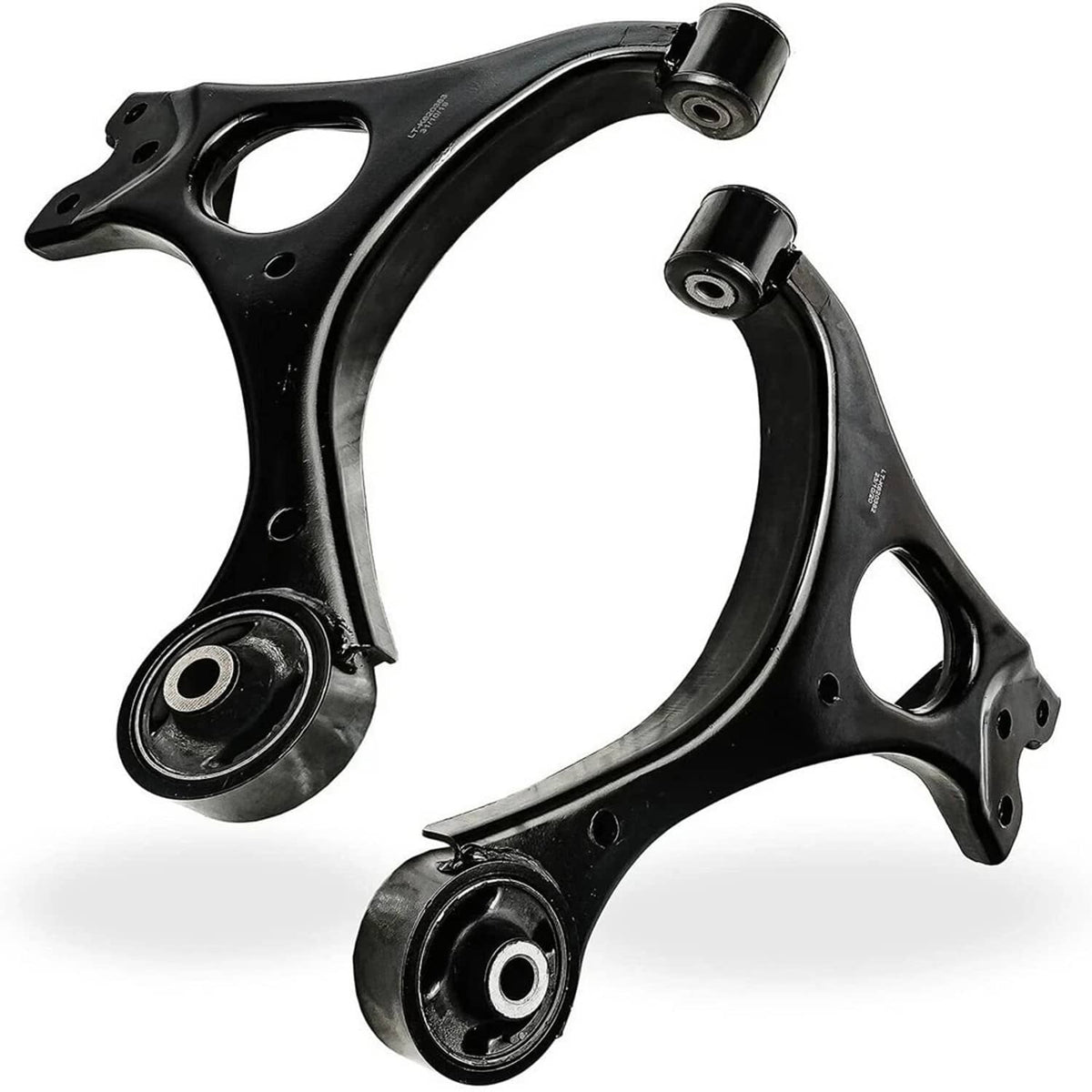 Black front lower control arm with ball joint and bushing at each end
