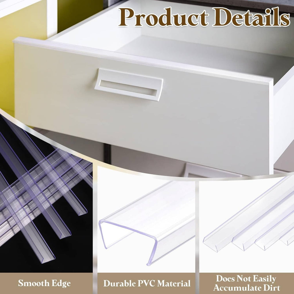 Transparent PVC cabinet drawer/door edge protector strips with smooth beveled edges