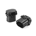 Black plastic radiator mount brackets, two-piece set with clip lugs