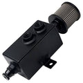 Black baffled oil catch can reservoir with breather filter and mounting bracket