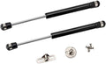 Black gas spring struts set with rods, end caps, mounting hardware and screws