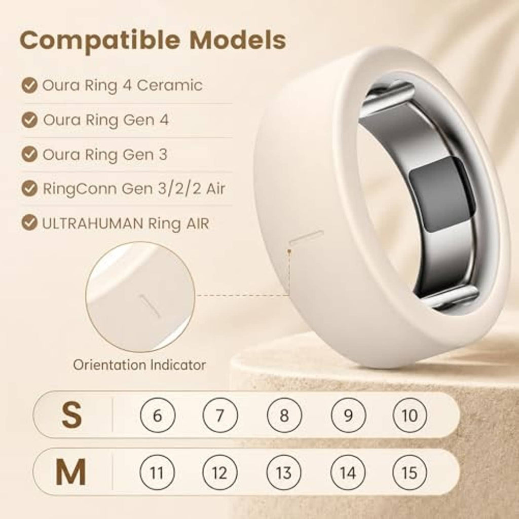 Beige silicone ring cover with metal sensor window
