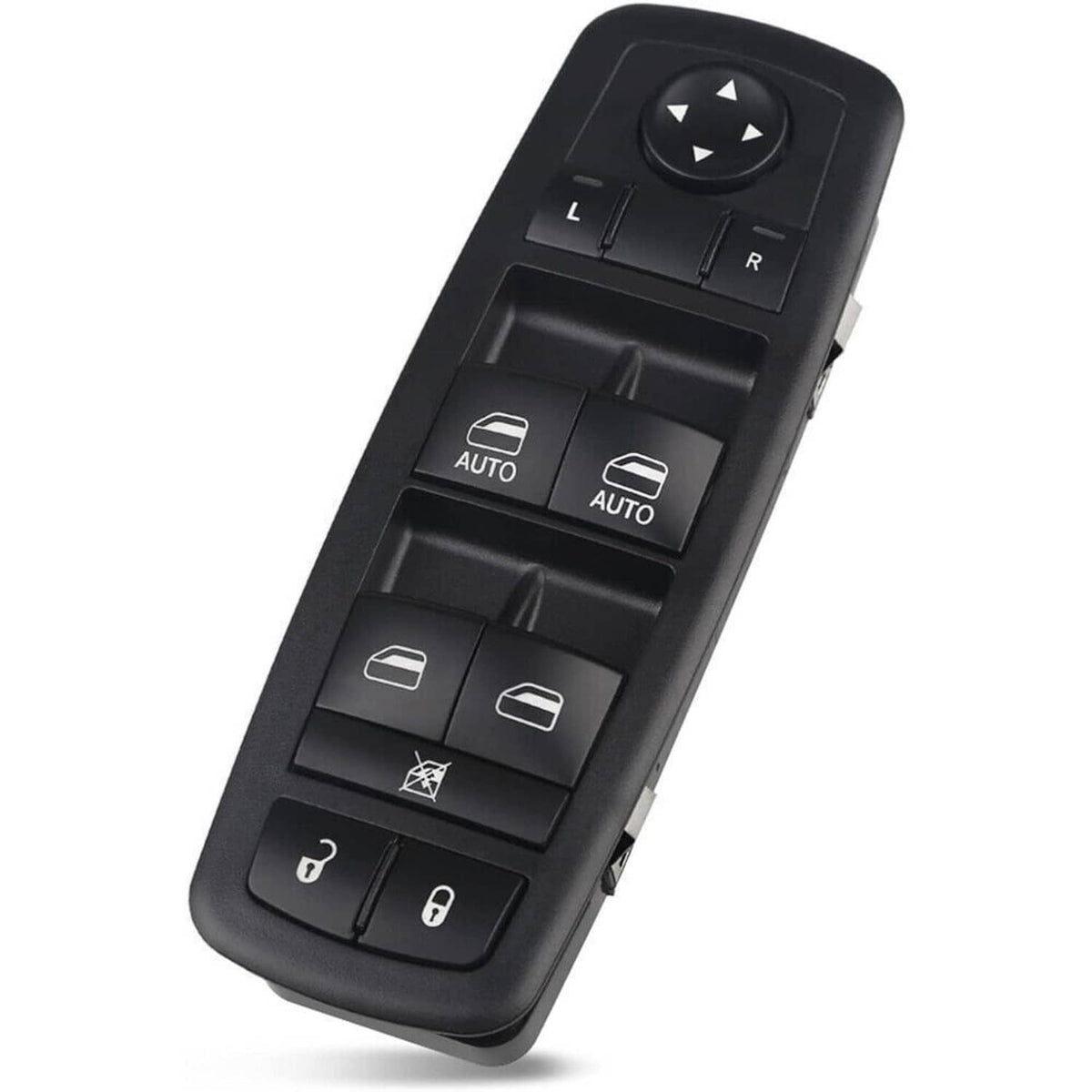 Black power window switch control panel with auto and lock buttons
