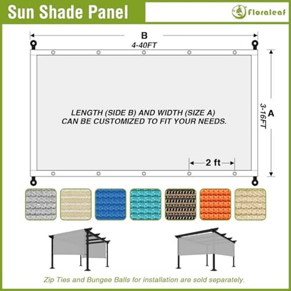 Pergola shade cover canopy dimensions diagram with fit notes