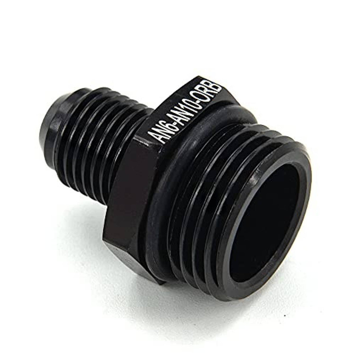 Black ORB male fitting with hex base and multi-thread profile for AN6-AN10