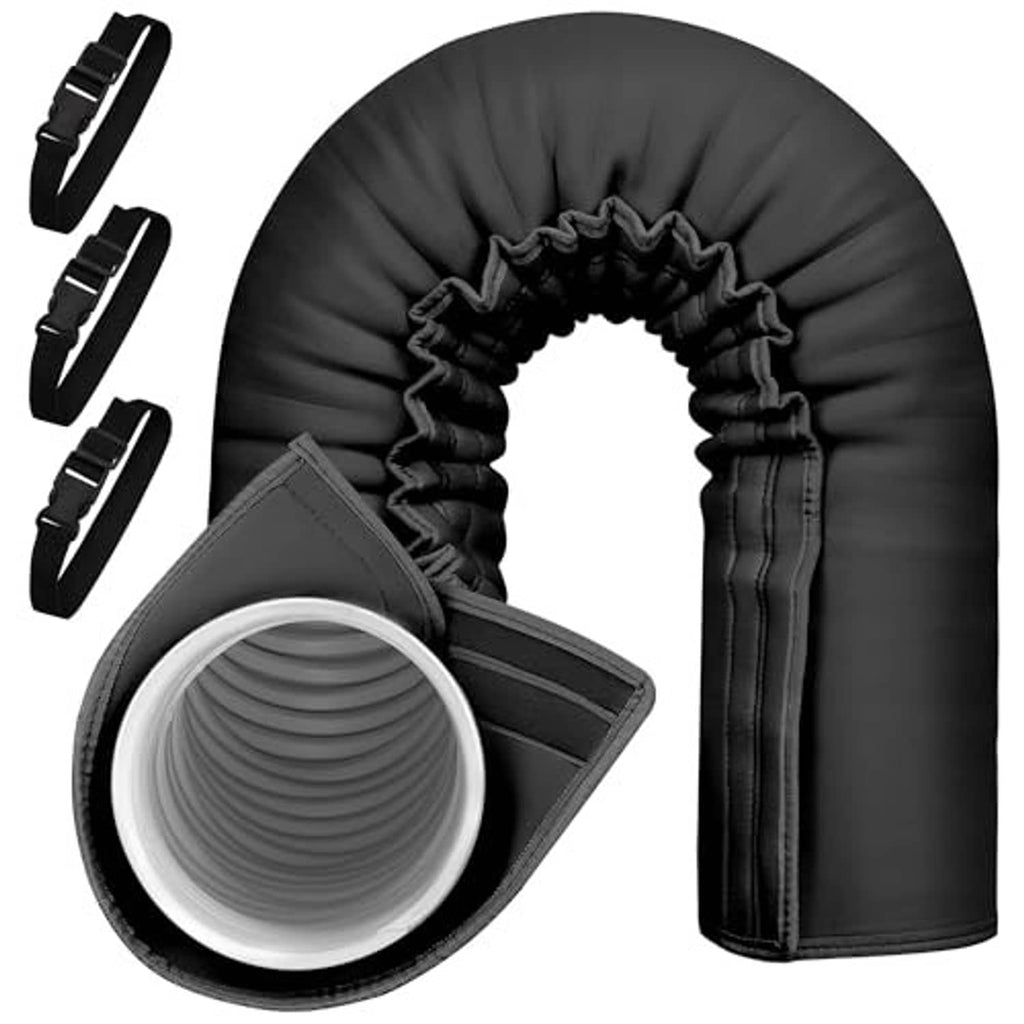 Black AC hose insulation sleeve with ruffled opening and stitched inner lining