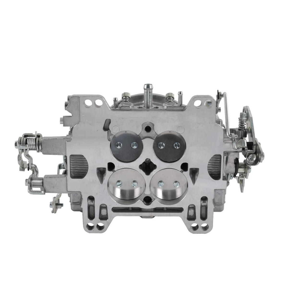 4-barrel square-bore carburetor, top-down view of circular throttle bores