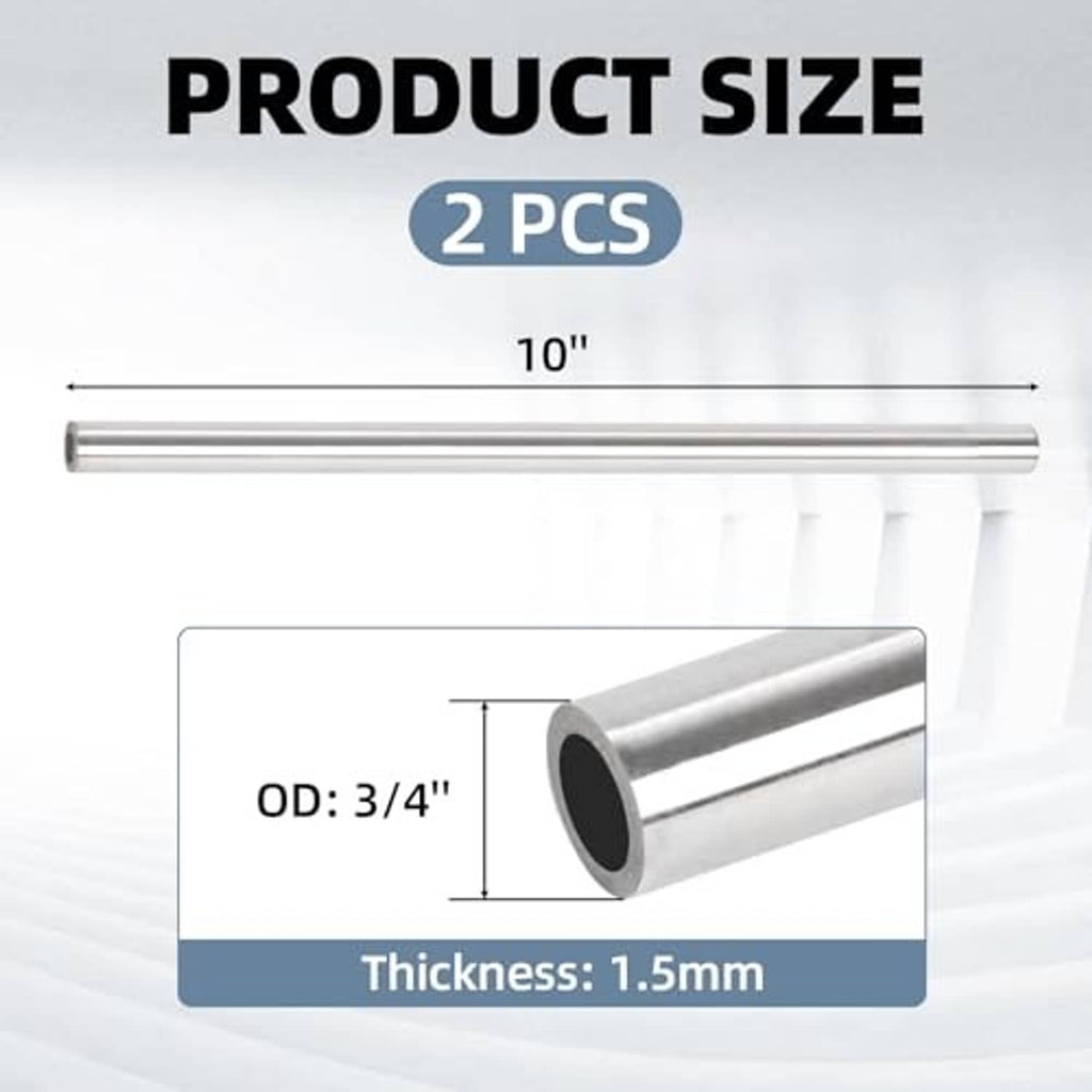 Round stainless steel tube with dark interior end, smooth exterior surface