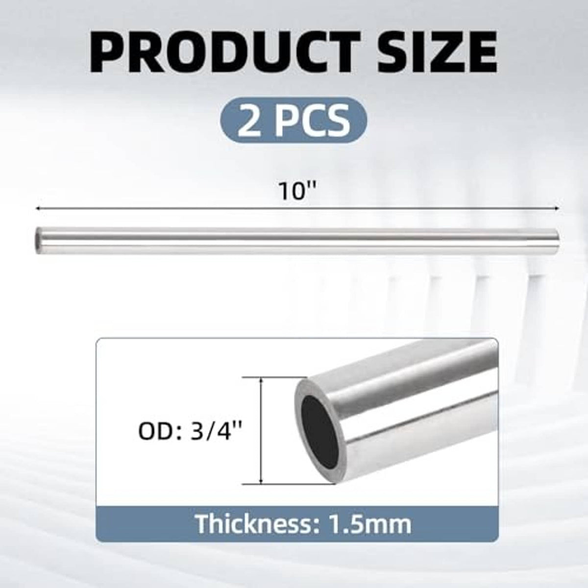 Round stainless steel tube with dark interior end, smooth exterior surface