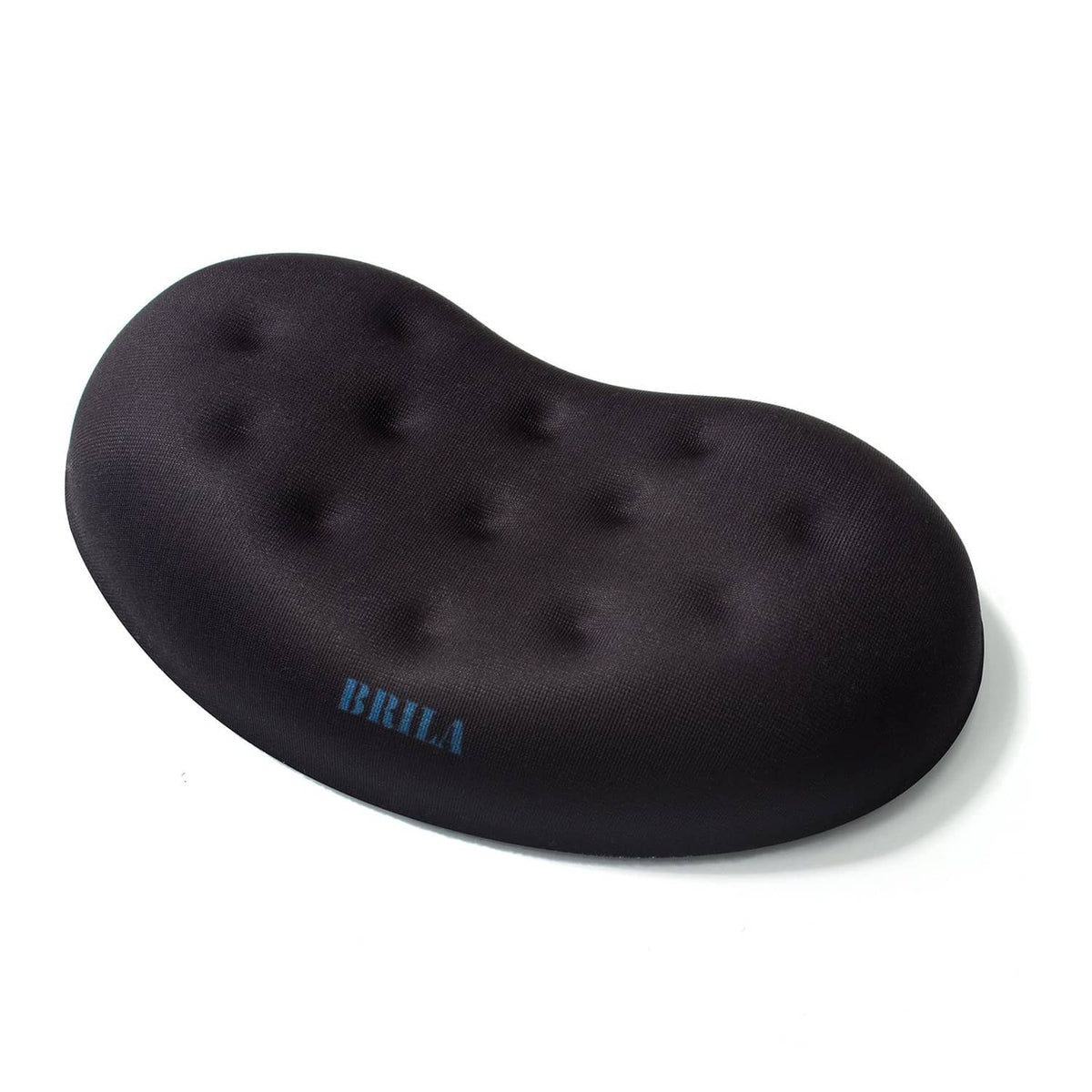 Ergonomic wrist rest pad, dark wave shape with BRILA logo and dimple texture