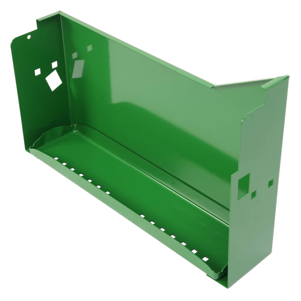 Left-side green battery box with open interior and long inner tray for wiring