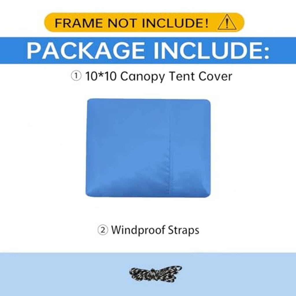 Blue canopy cover with windproof straps, frame not included