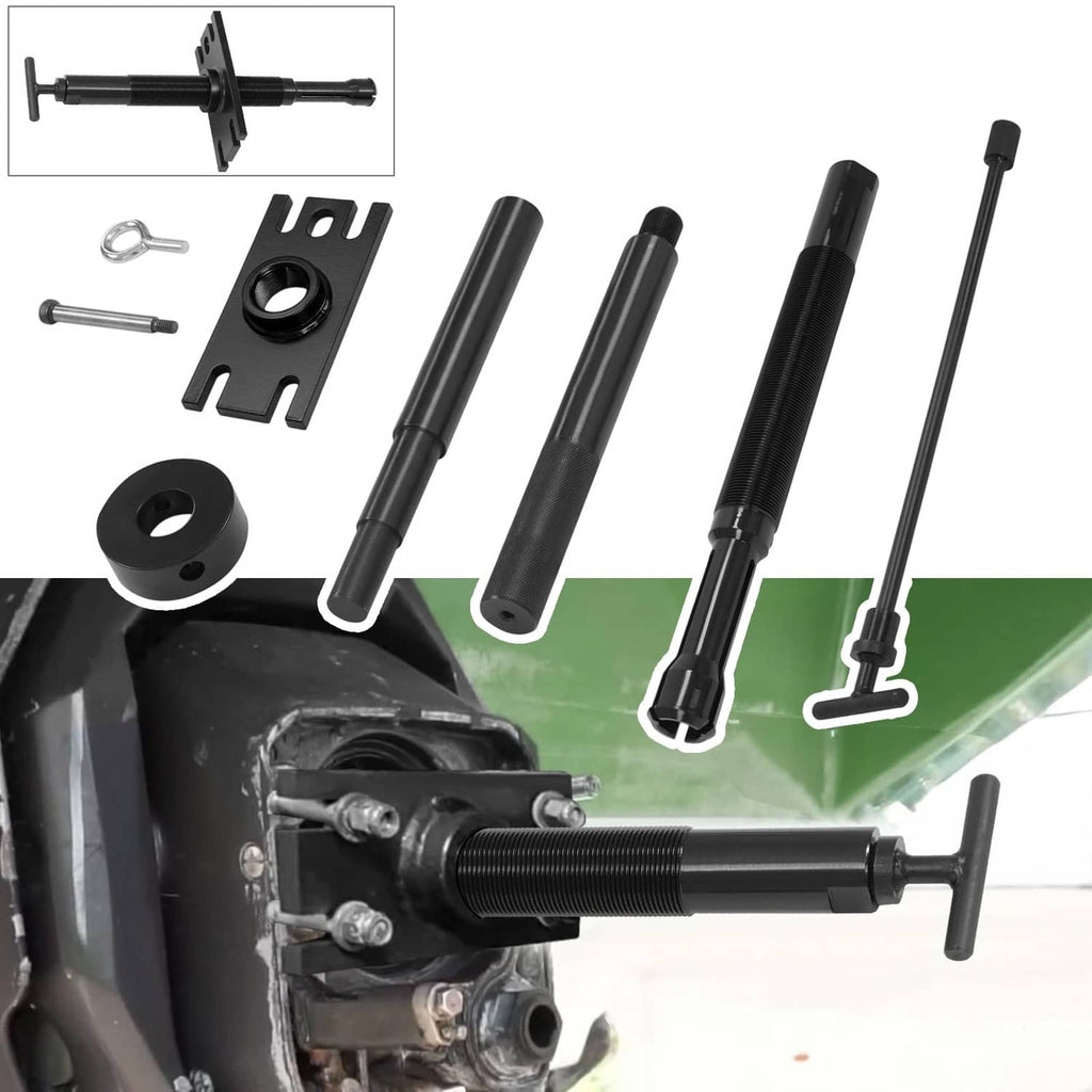 Gimbal bearing puller and alignment tool with threaded shaft, mounting bracket, and pin