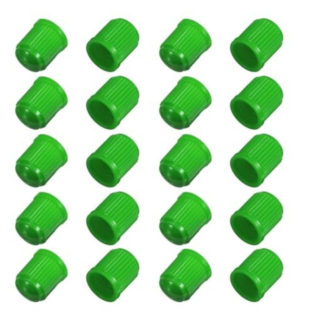 Green tire valve stem cap, ribbed texture with open end