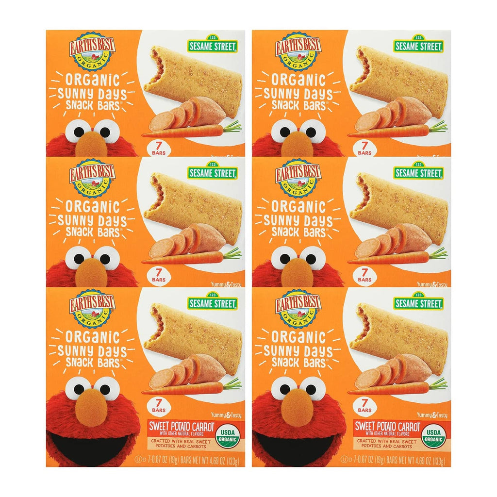 Kids organic snack bar multipack with Sesame Street characters, sweet potato carrot