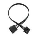 Black power cable with Molex 4-pin plug and SATA 15-pin female connector
