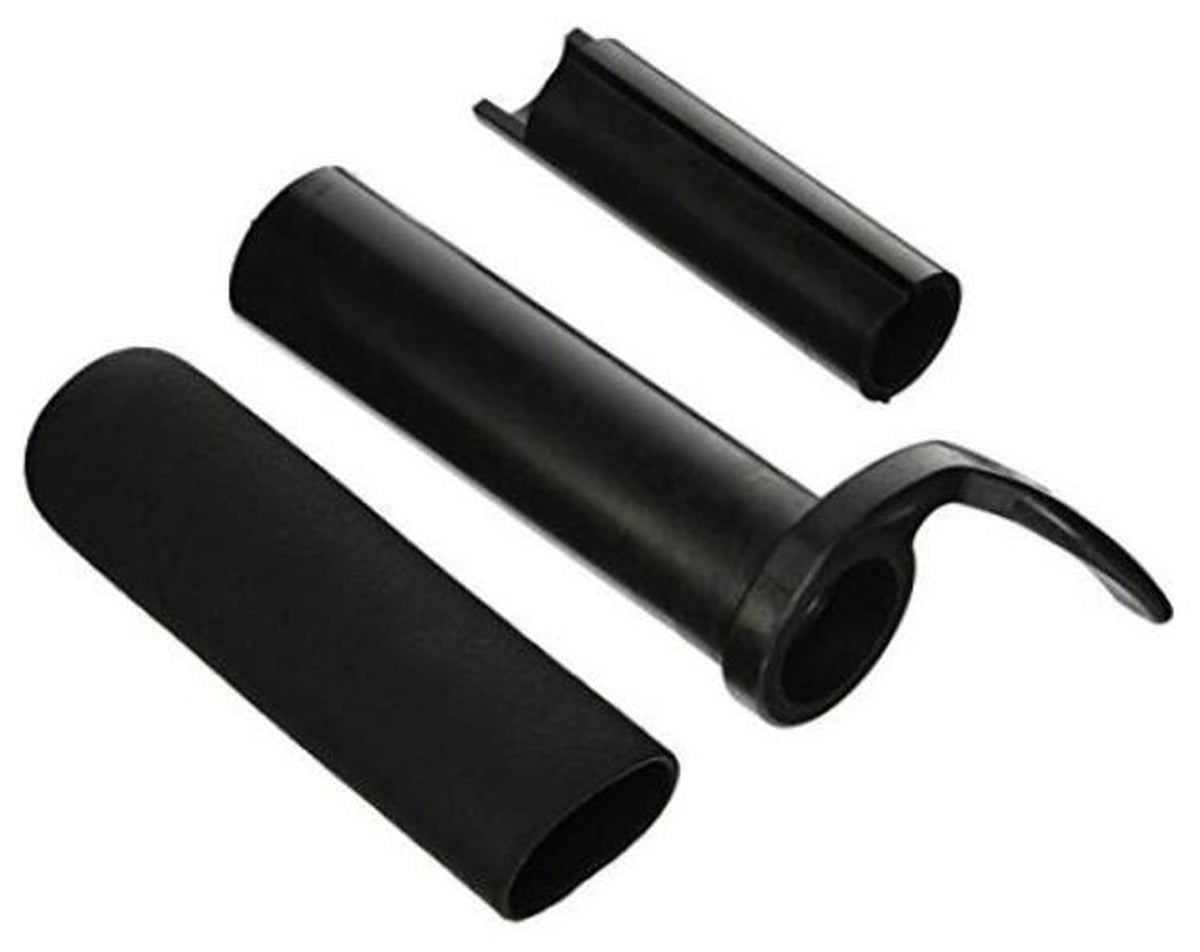 Black hand throttle grips with curved lever and mounting sleeve