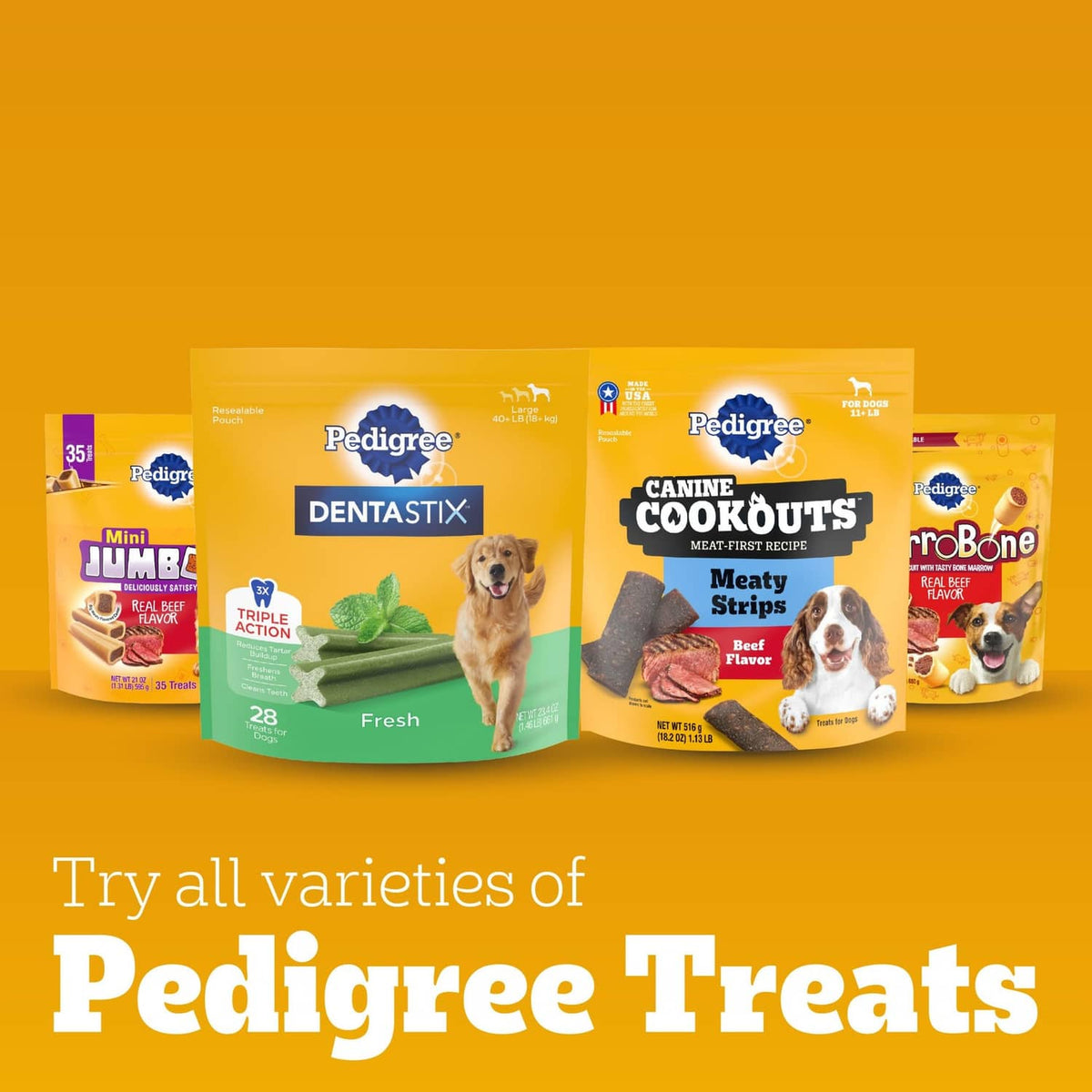 Pedigree treats variety pouches assortment display