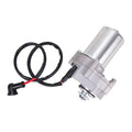 ATV starter motor with wiring harness, silver housing and black/red leads