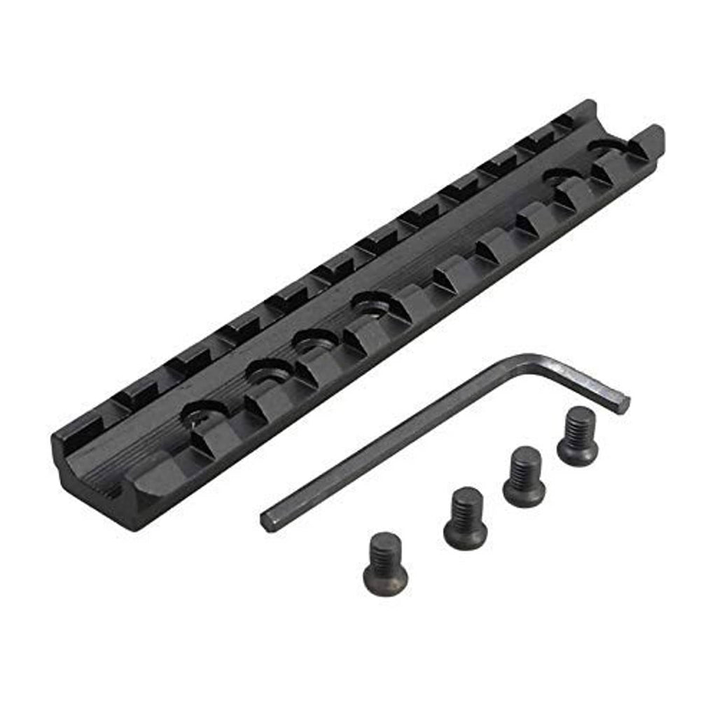 Low-profile 11-slot Picatinny scope mount rail with mounting hardware, black