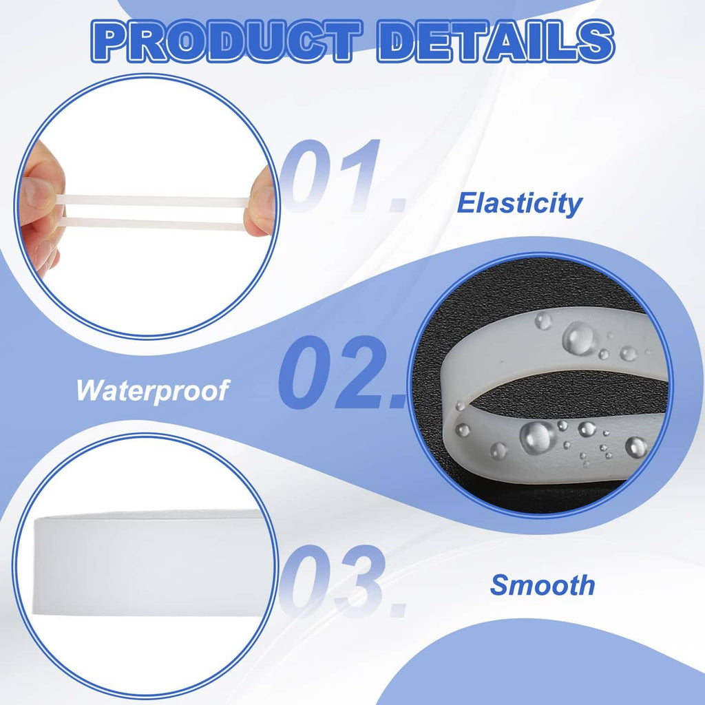 Flat white silicone rubber band, close-up detail of smooth surface