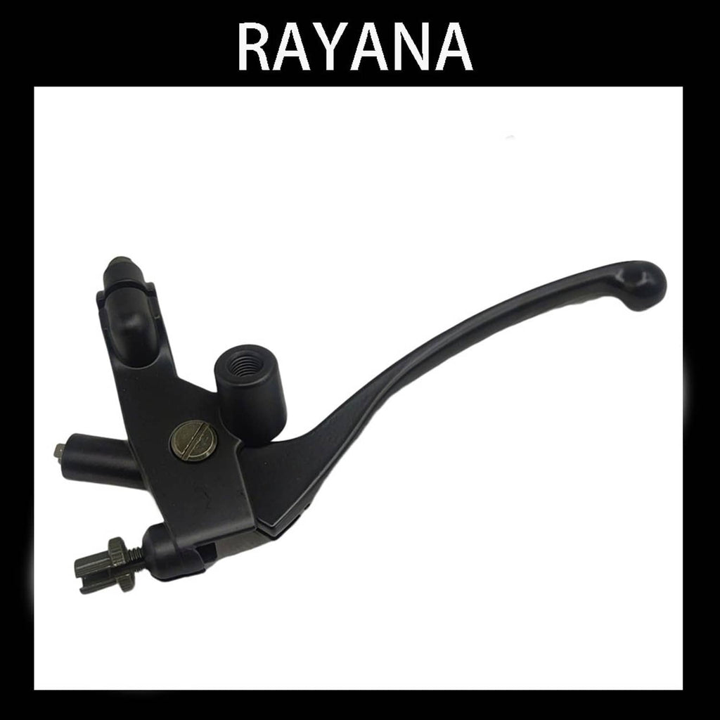 Left front brake lever assembly, black long lever with mounting base, side view