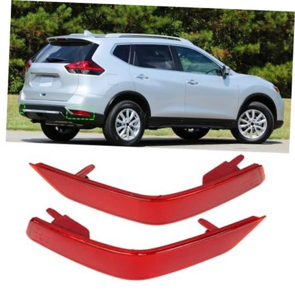 Red rear bumper reflector inserts, two-piece set for vehicle tailgate corners