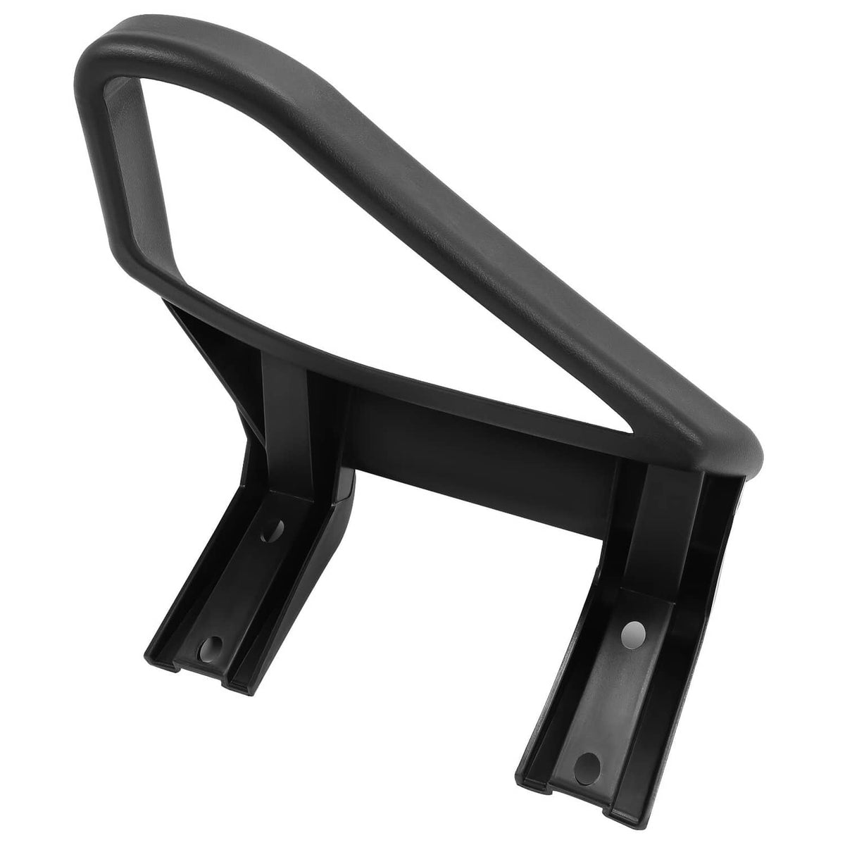 Black plastic golf cart armrest/handle bracket with mounting tabs