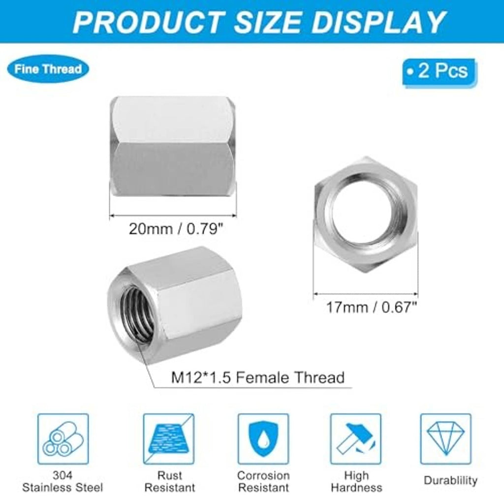 Hex coupling nuts size diagram showing 20mm length and threaded opening