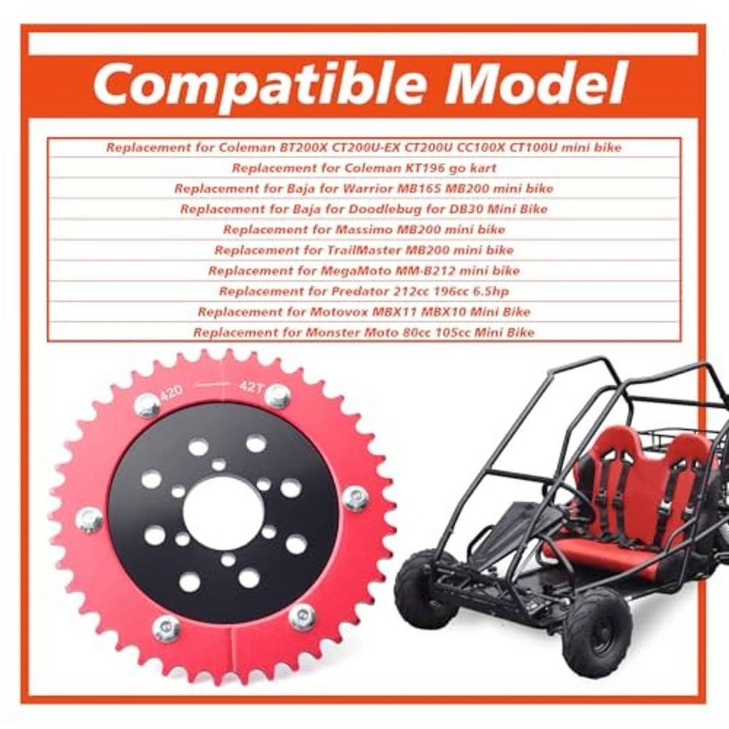 Red split sprocket hub adapter with black center plate and included mounting hardware