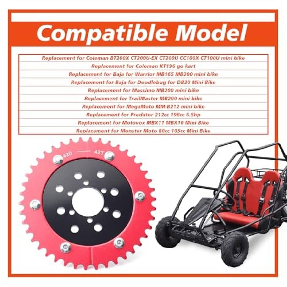 Red split sprocket hub adapter with black center plate and included mounting hardware
