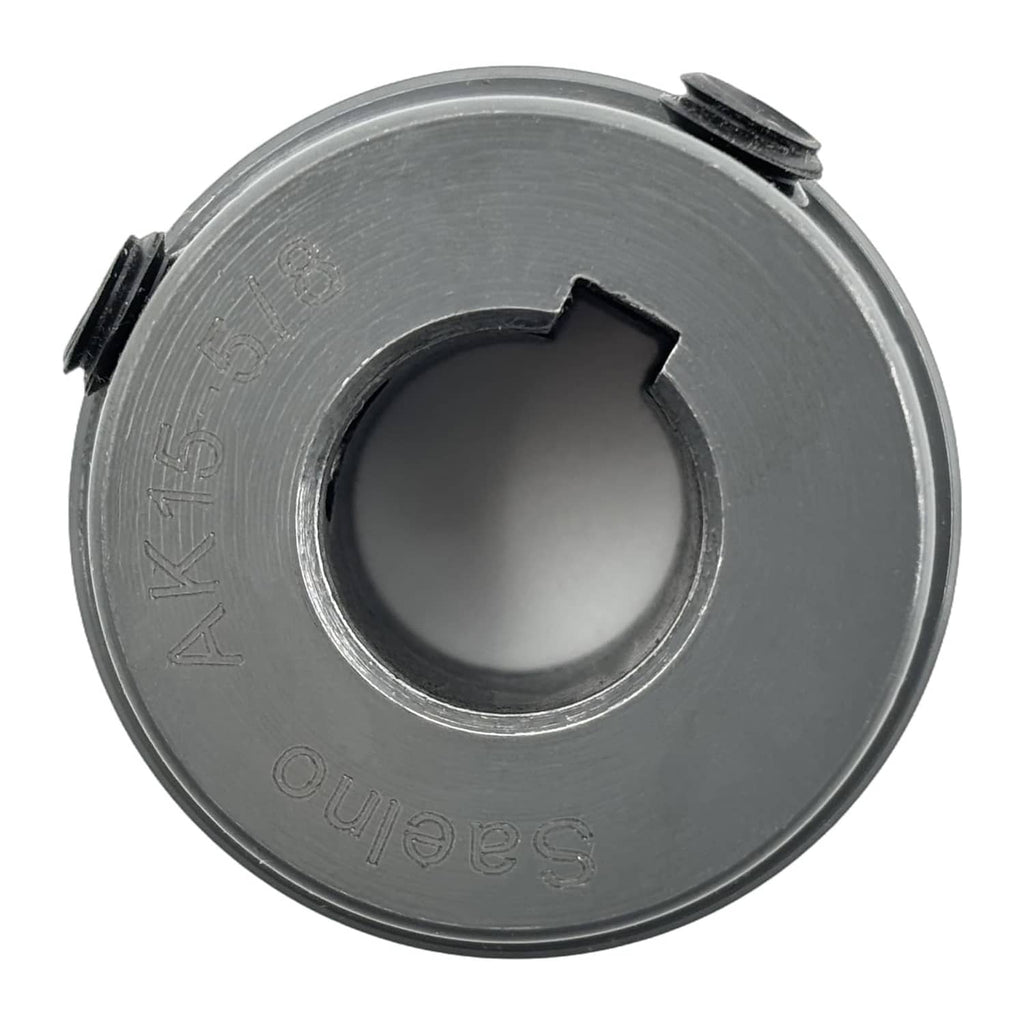 AK15 belt pulley sheave top view with 5/8 in bore and stamped markings
