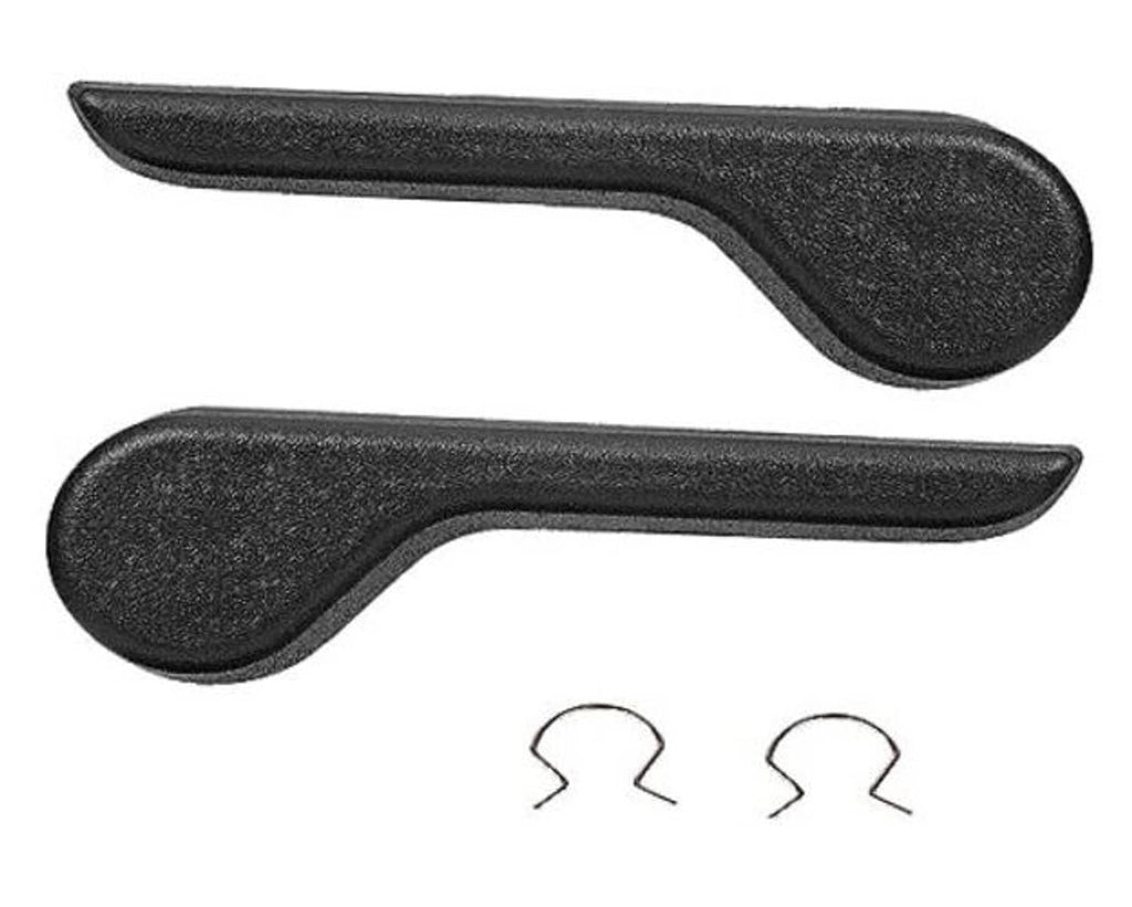 Black seat recliner handle lever, front left and front right pair