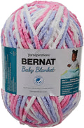 Super bulky baby blanket yarn ball, pink blue white ombre chenille-style