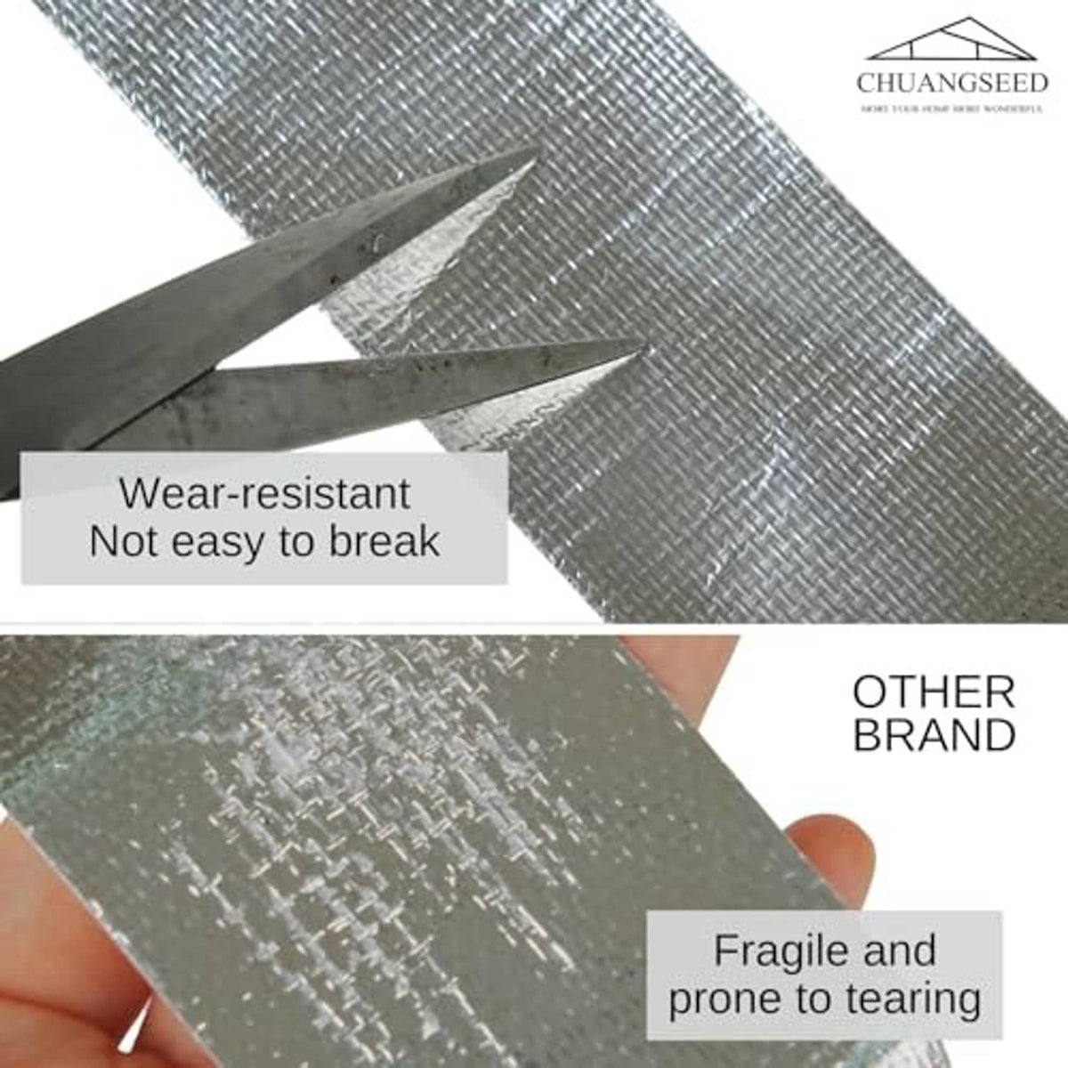 Reflective aluminum foil fiberglass tape sheet with textured surface, wear-resistant