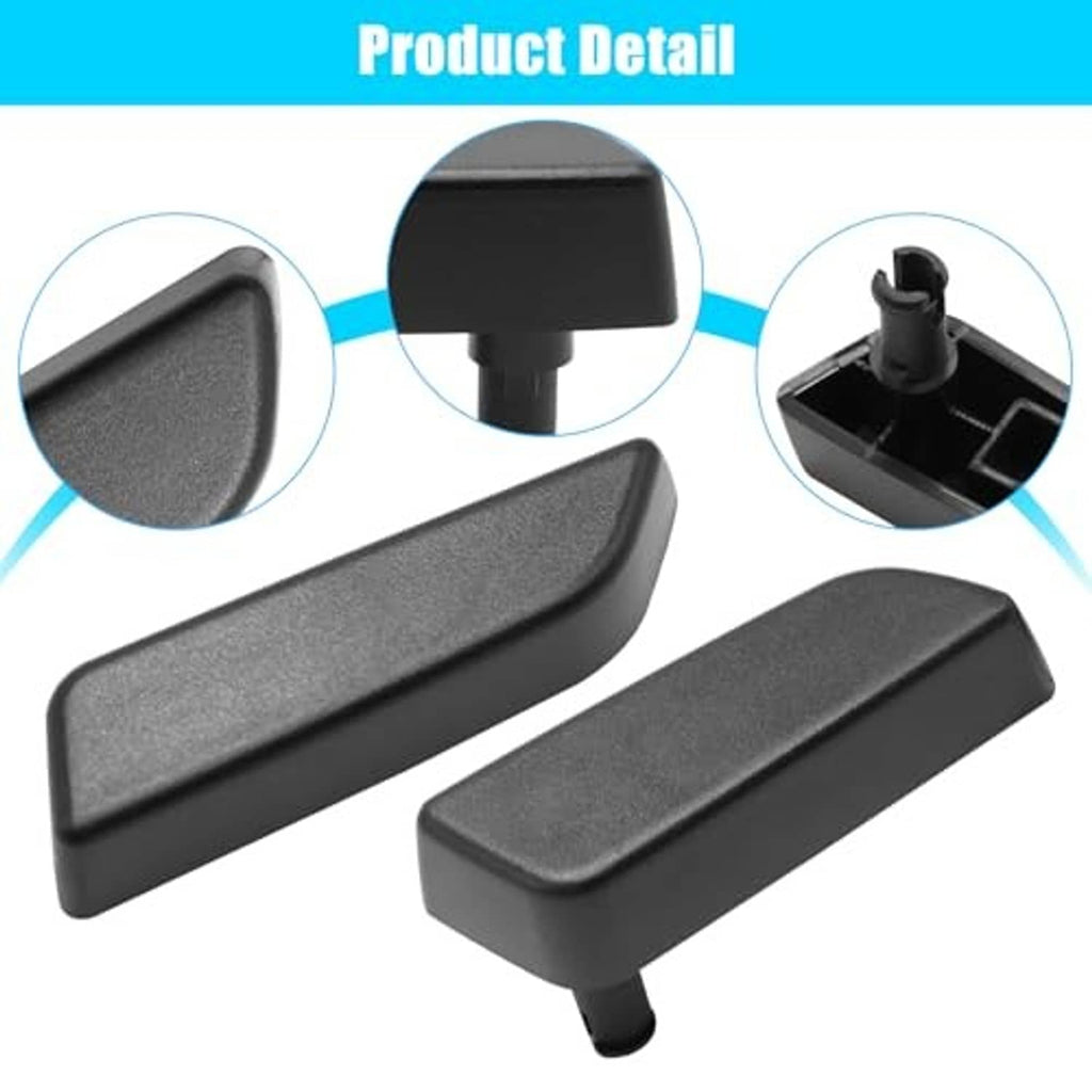 Black textured car seat button cover set with two pieces and pegs