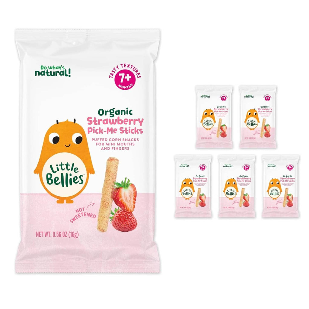 Little Bellies organic strawberry pick-me sticks pouch, 7+ months, net wt 0.56 oz