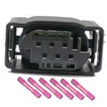 Electronic throttle body wiring harness connector, black 6-pin plug with pink terminal leads