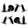 Set of 8 black plastic license plate hole plugs with ribbed screw-style heads