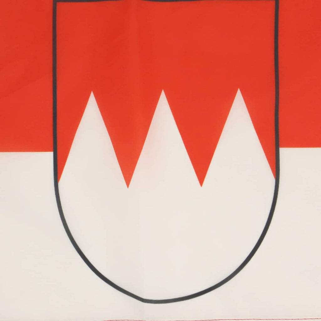 Franconia Bavarian flag with red field and white shield with zigzag peaks, close-up