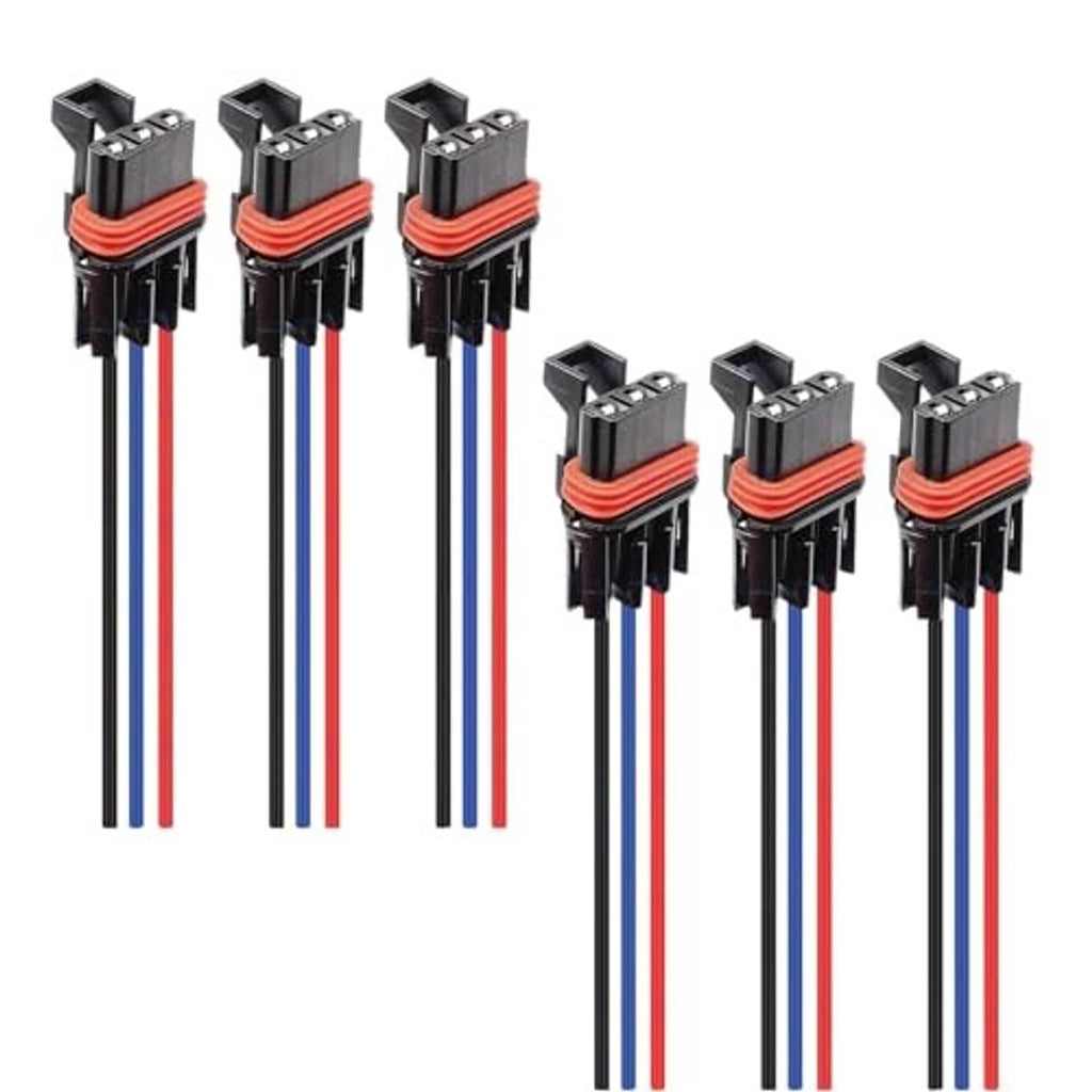 Pulse power plug pigtails set: black connectors with red ribbed collars and multicolor leads