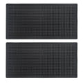 Black rubber service bar mats, pair, rectangular with raised dot texture surface