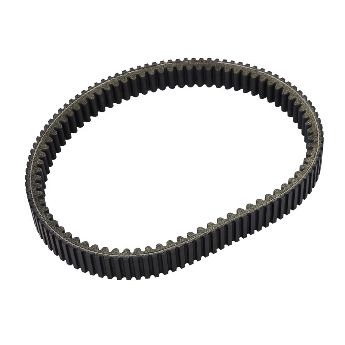 Black ribbed drive belt loop with textured outer underside