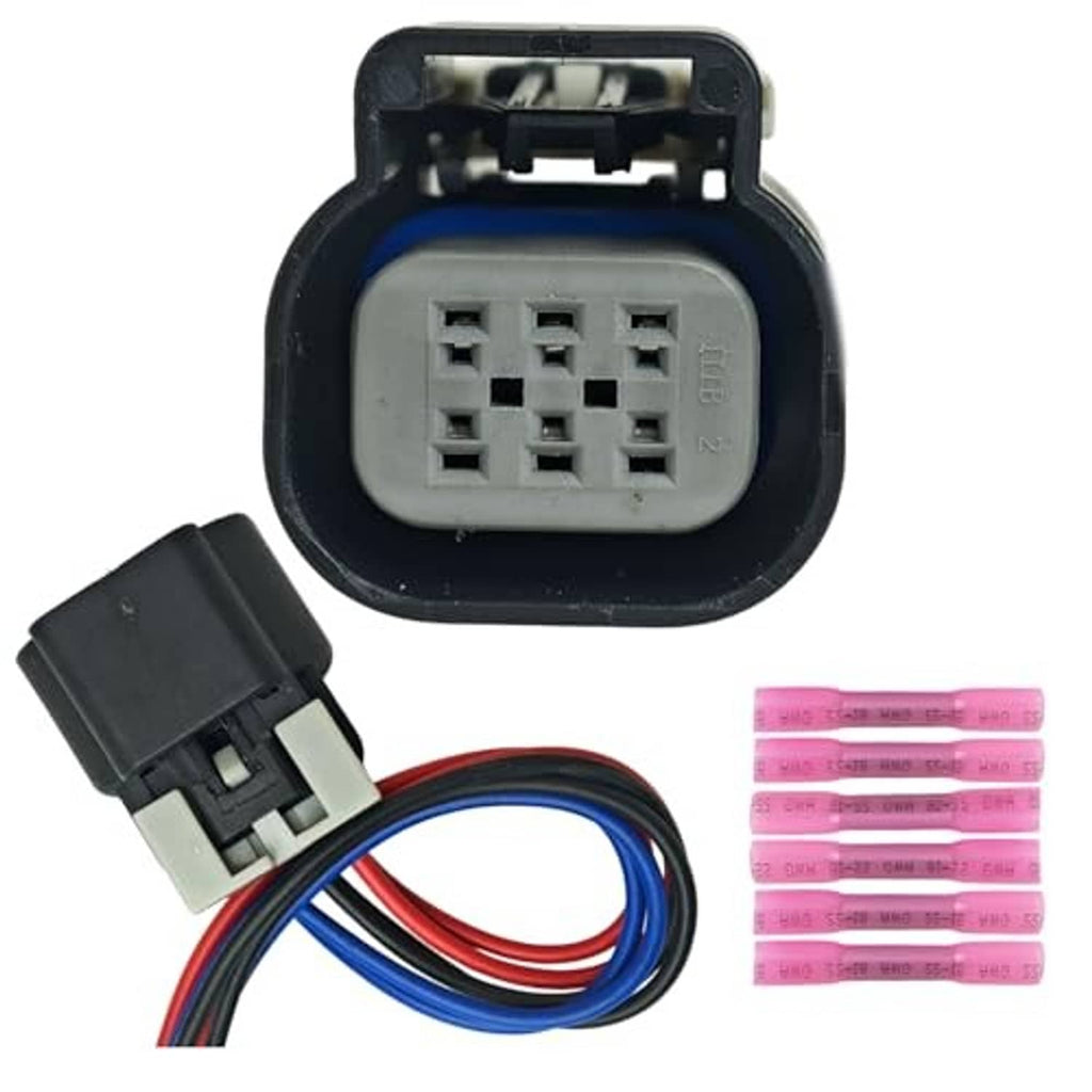 Throttle body connector pigtail with gray 6-pin plug and multicolor wire leads