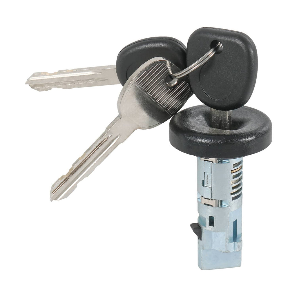Ignition lock cylinder with two keys, black housing and metal key blades