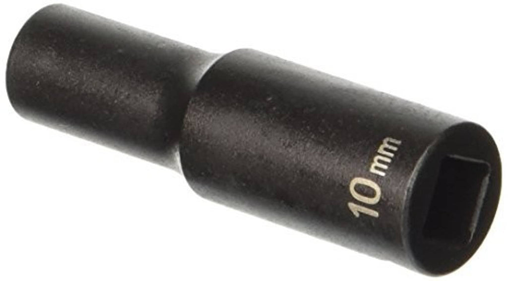 10 mm deep socket with dark finish and drive opening