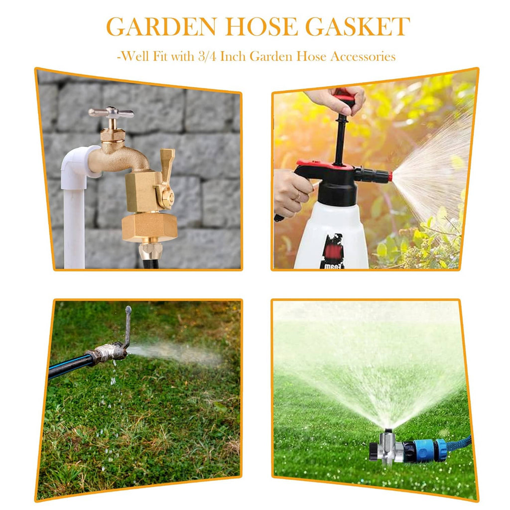 Black rubber garden hose gasket set with pressure washer hose connection fittings