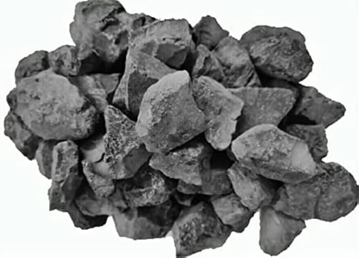 Gray edible clay chunks, rough rock-like pieces